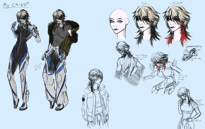 concept art for my main OC that originated as an OC for Armored Core VI